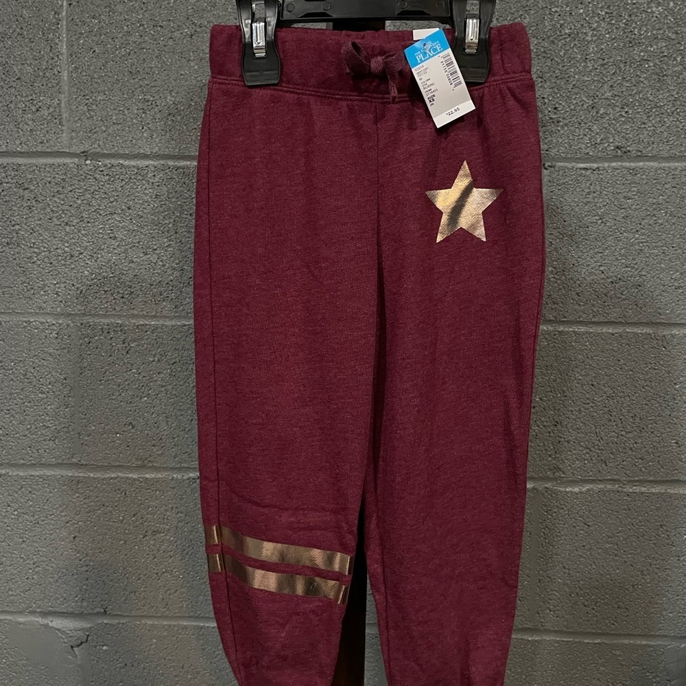 The Children's Place Burgundy Joggers with Gold Accents